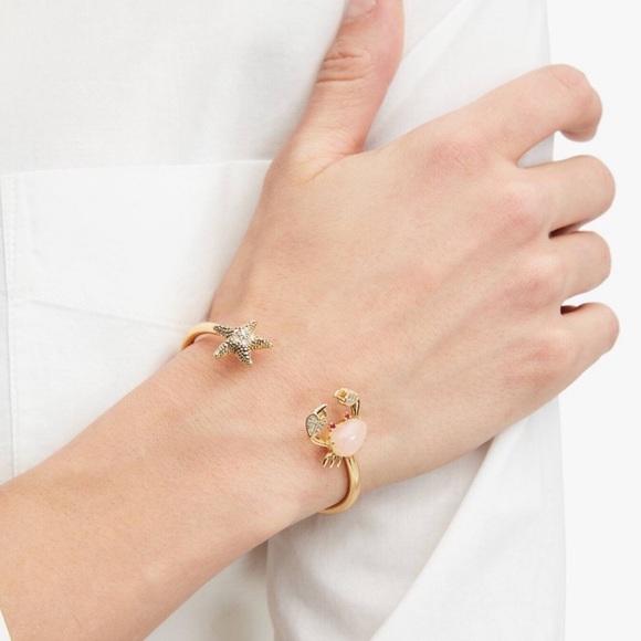 KATE SPADE • Sea Star Crab & Starfish Flex Cuff Gold Bracelet - Picture 2 of 5